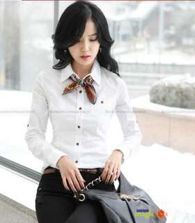 Women Fashion Formal Slim Long Sleeve Cotton Shirt Blouse Top 3 Colors 