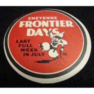 1930s CHEYENNE FRONTIER DAYS Rodeo / Cowgirl Decal  