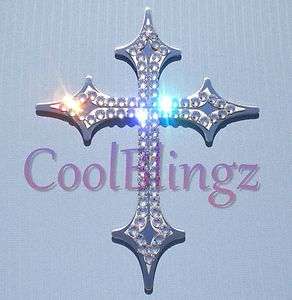 Bling Crystal Rhinestone Christian CROSS Emblem Decal made w 