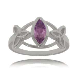   Silver Celtic Ring w/ Amethyst   Trinity Knot GEMaffair Jewelry