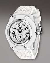 glam rock patterned strap watch white