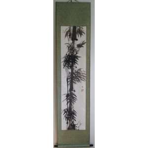   Chinese Black Ink Watercolor Painting Scroll Bamboo 