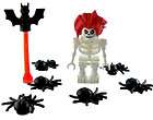 f192 LEGO Halloween Minifig Skeleton Red Hair w/ Bat & Spiders
