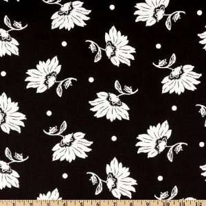  45 Wide Luna Flower Black Fabric By The Yard: Arts 