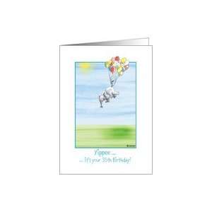   35th Birthday, cute Elephant flying with balloons Card Toys & Games
