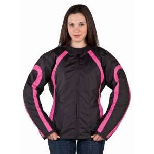 Ladies Jackets, Armored Black & Pink Textile Motorcycle Racing Jacket 