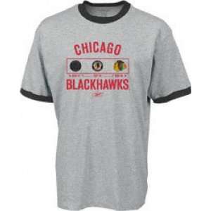   Mens Chicago Blackhawks Logo History Ringer TShirt: Sports & Outdoors