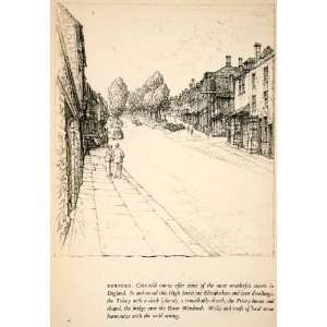  1950 Print Burford Cotswold Oxfordshire England St Scene 