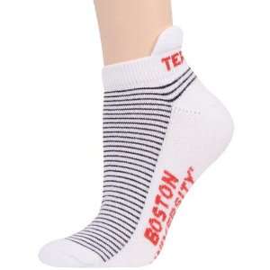 NCAA Boston Terriers Ladies White Black Striped Ankle Socks:  