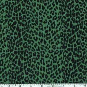  60 Wide Flocked Iridescent Taffeta Leopard Emerald/Black Fabric 