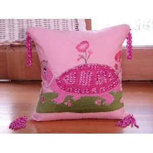  Designer DH Throw Pillows, Pink Turtle 14X14