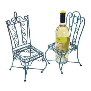   of 3 Mini French Style Cafe Chair Wine Bottle Holders: Home & Kitchen