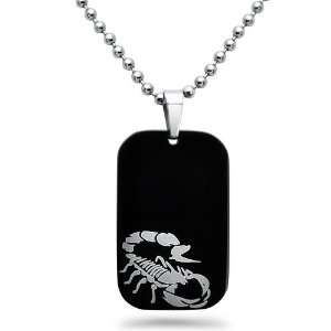  Stainless Steel Scorpion Design Dog Tag Necklace in 2mm 