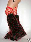   WITH RED SPIKES standard RAVE FLUFFIES FLUFFY BOOT COVERS LEGWARMERS