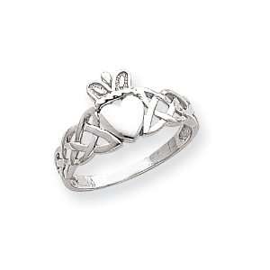  14k White Gold Mens Claddagh Ring: Jewelry