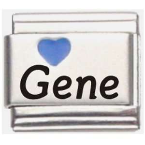  Gene Dark Blue Heart Laser Name Italian Charm Link 