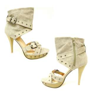 NEW LADIES GISELLE BEIGE HIGH HEEL GLADIATOR SHOES DX0006 ALL SIZES ON 