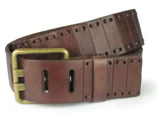   On Oil Tanned Vintage Rectangular Buckle Genuine Leather Belt  
