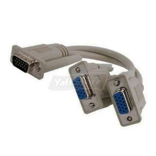 VGA SVGA Y Splitter monitor video Cable 1 to 2x for PC  