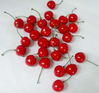 100 pcs Cherry Cherries Decorative Plastic Artificial Fruits PARTY 