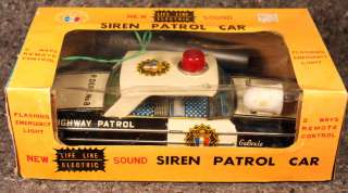 1960s FORD GALAXIE Remote Control Tin POLICE CAR MIB  