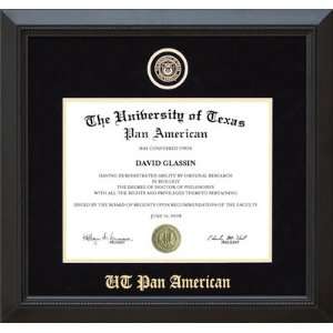  UT Pan American Designer Diploma Frame in Black Suede 