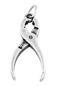 STERLING SILVER TOOL PLIERS CHARM WITH ONE SPLIT RING  