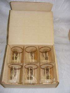 Vintage Coors Barrel Glasses 6 Mint n Box Gold Trim NOS  