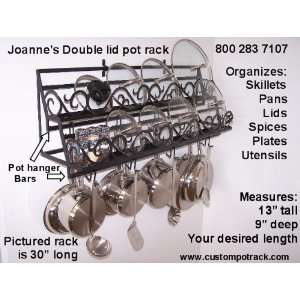 com Wall pot rack for lids spice Amish Made 36 long in Black Texture 