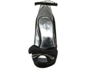   BEBE Black HOLLACE Leather Suede Bowtie Platform Heels Shoes  