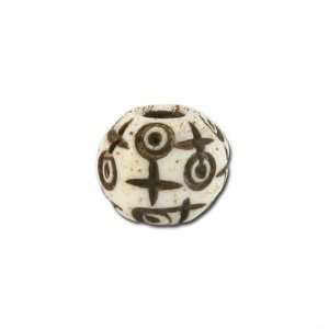  9mm Hand carved Round White Bone Bead: Arts, Crafts 