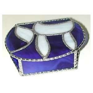   Blue & White Chai Judaica Stained Glass Jewelry Box 