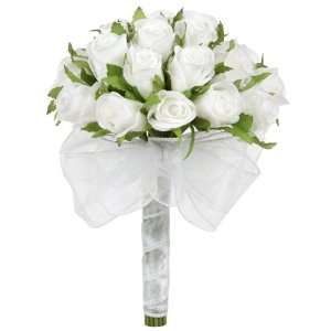 Mini White Silk Rose Hand Tie (2 Dozen Roses)   Bridal Wedding Bouquet