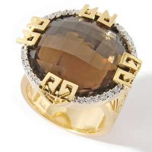  14K Gold Smoky Quartz & Diamond Ring Jewelry