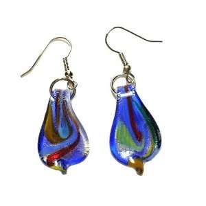  Sea Swirl Foil Glass Dangle Fashion Earrings: Jewelry