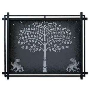  Silver Bo Tree with Lions Wall Art