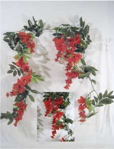 RED FLORAL SILK WISTERIA VINE / GARLAND 6 LONG NEW  