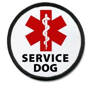  Medical Alert SERVICE DOG Black Rim Symbol 3 inch Sew on 