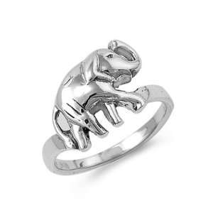  Sterling Silver Lucky Charm Elephant Ring Size 7: Jewelry