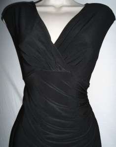   Dress Black Sz 14W NWT $134 V Neck Stretch Ruched 14 Wide  