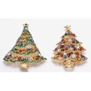  Club Pack of 24 Multi Colored Christmas Tree Jewelry Pins 