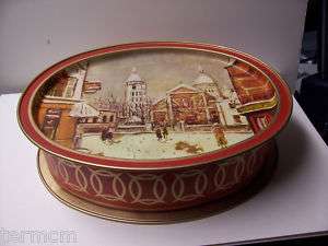 Large Oval Tin Sunshine Biscuits Snow on Montmartre  