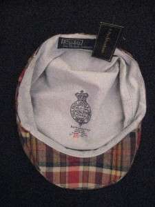 Polo Ralph Lauren S M Men NWT Driving Cap Hat Madras Plaid Newsboy 