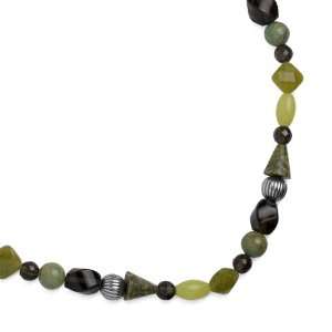  Sterling Silver Mesa Verde Beaded Necklace with Leaf Charm 