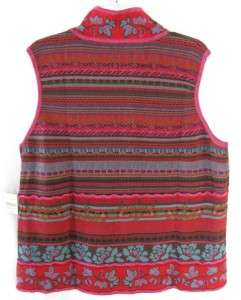 Coldwater Creek Bavarian Country Zip Front Sweater Vest  
