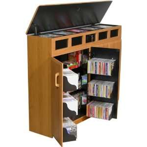   Top Load CD/DVD/Blu ray Media Storage Cabinet in Oak