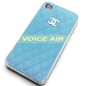 Designer Iphone 4 4s Chanel Faux Leather Case with Box Packaging (Blue 