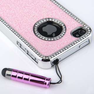   Hard Case Cover W/Chrome Stand Fr iPhone 4 4G 4S + Films & Pen  