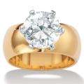 Ultimate CZ Gold Overlay Cubic Zirconia Solitaire Ring  Overstock