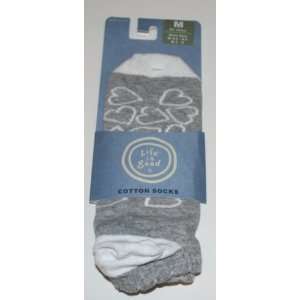Life is Good Womens No Show Sock Size: Medium   Grey Hearts   Made in 